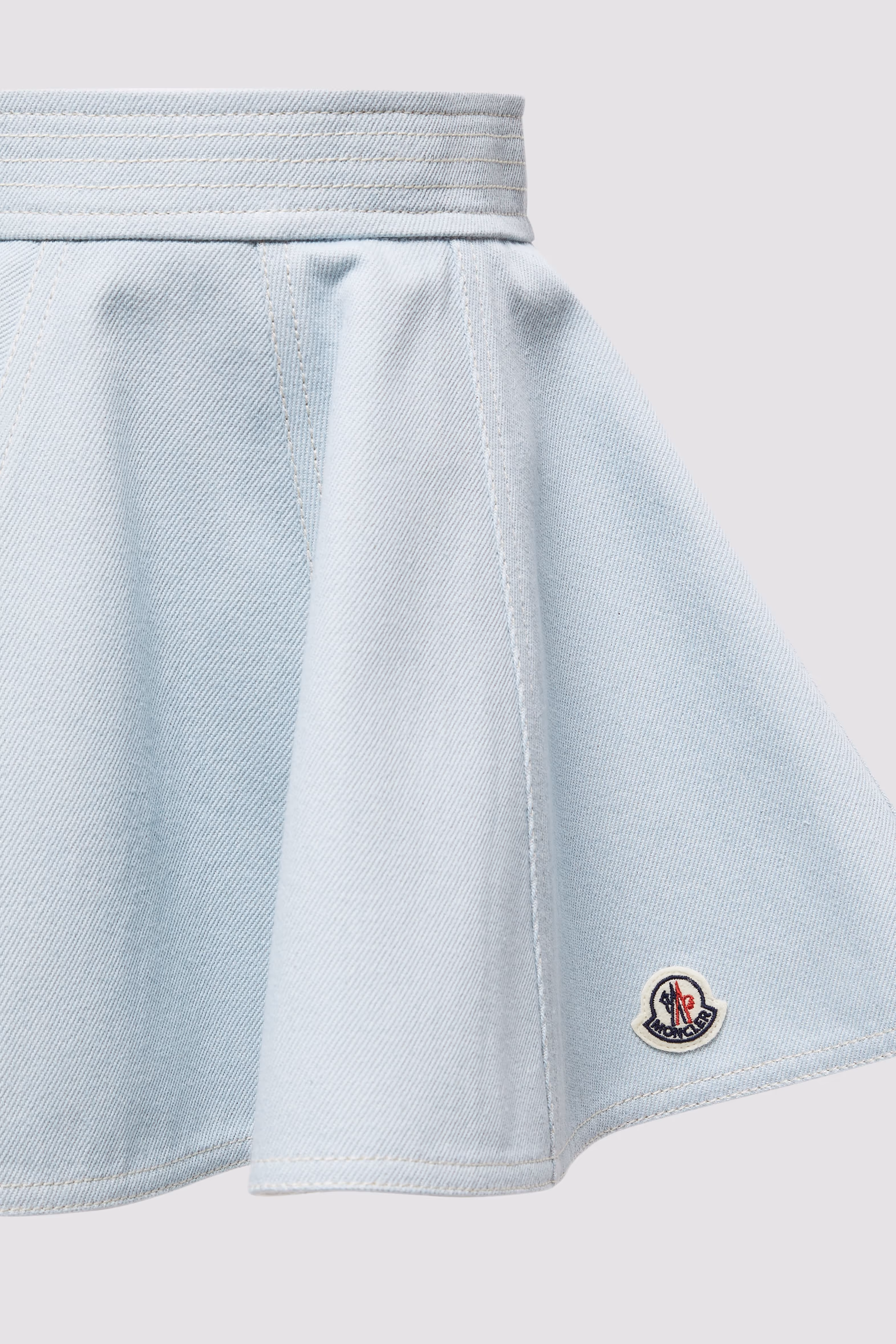 Flared Denim Mini Skirt Girl Light Blue Moncler 4